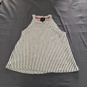 W5 By Anthropology Black & White Striped Halter Tank Top